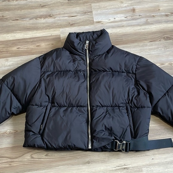 Pernille X Mango Anorak Puffer Cropped Jacket Black Women M NWT Water Repellent - Picture 2 of 15